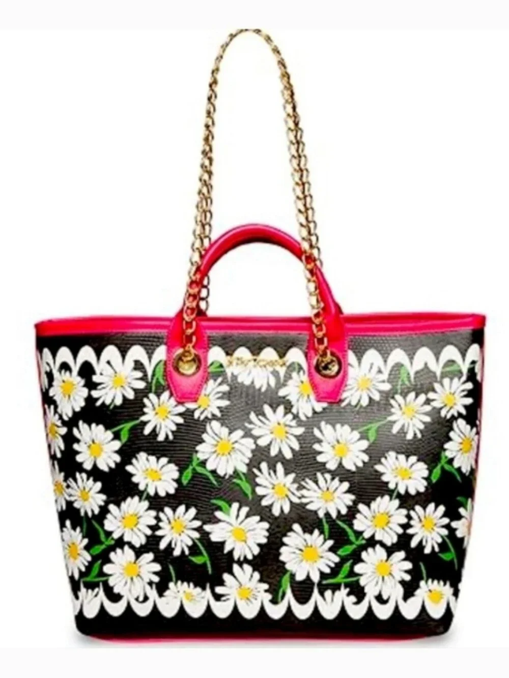 Like New Condition Betsy Johnson Scalloped Daisy Tote w/Chain Shoulder Straps - Picture 11 of 11